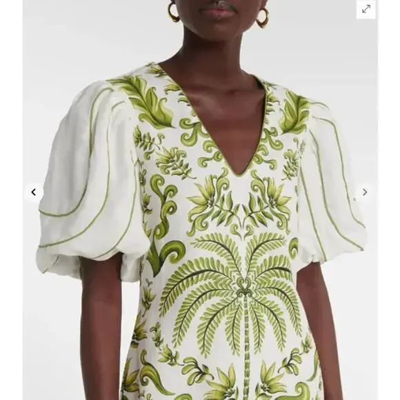 Farm Rio Dress Womens Small Milani Printed Linen Mini Tropical Boho Chic Playful - Picture 2 of 15